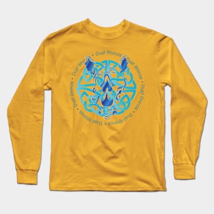 Dust Rhino Blue Knotwork Long Sleeve T-Shirt